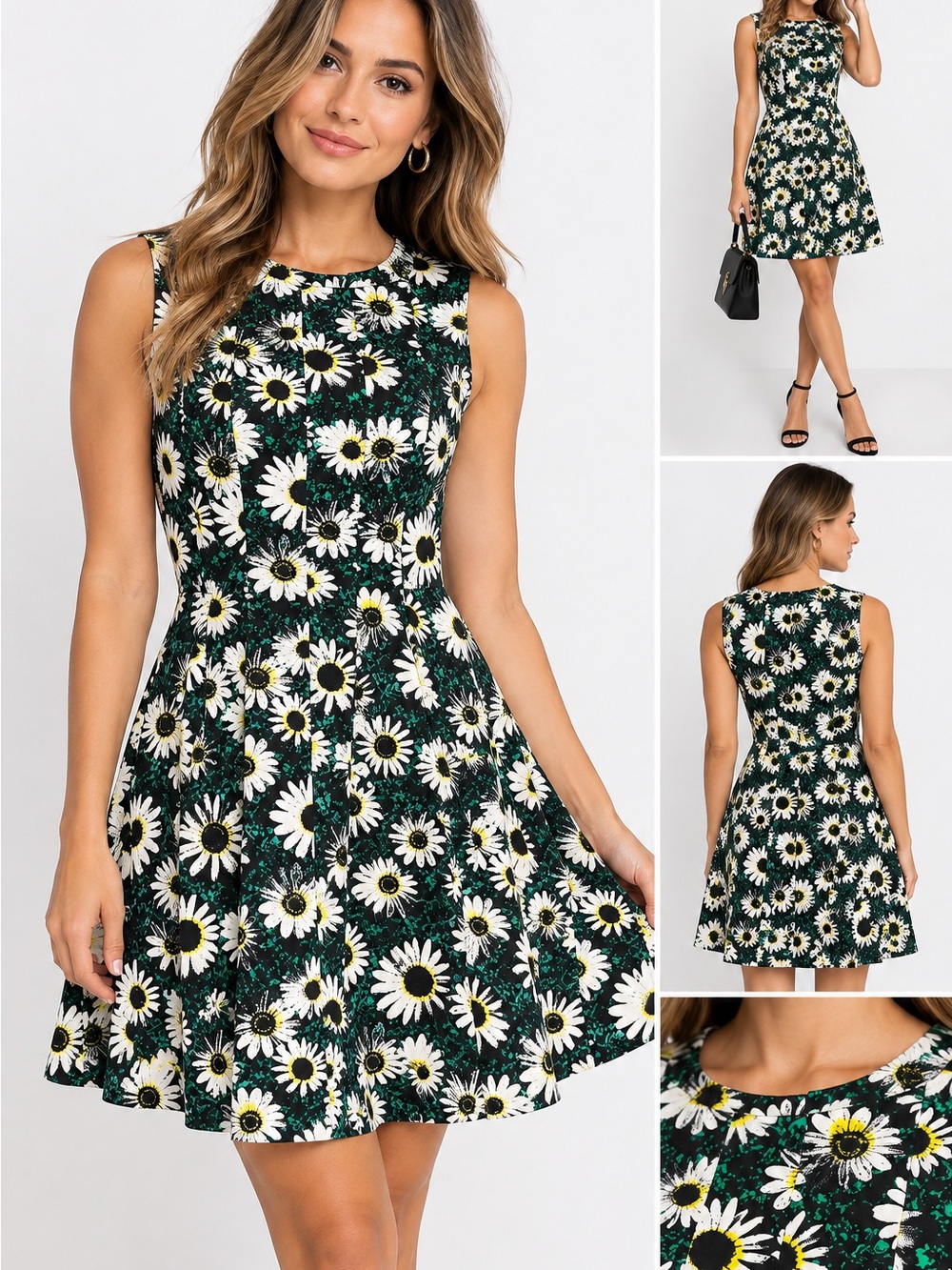 Sunny Girl Daisy Floral Fit & Flare Dress – Size L